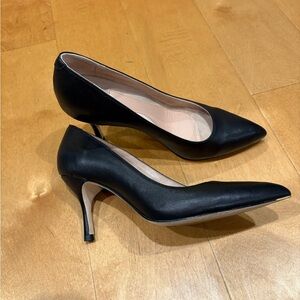 Ally pain-free shoes black leather handcrafted pump heel sz 38.5 8
